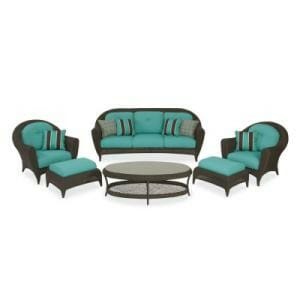 Hampton Bay Monticello 6 Pc. Blue Seating Set